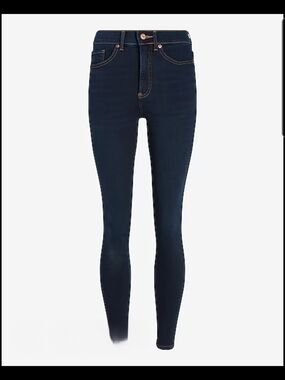 Express Dark Blue Mid-Rise Skinny Jeans Size 14S/14C